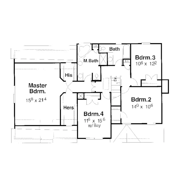 Shingle House Plan Second Floor - Rupert Point Country Home 052D-0109 - Shop House Plans and More