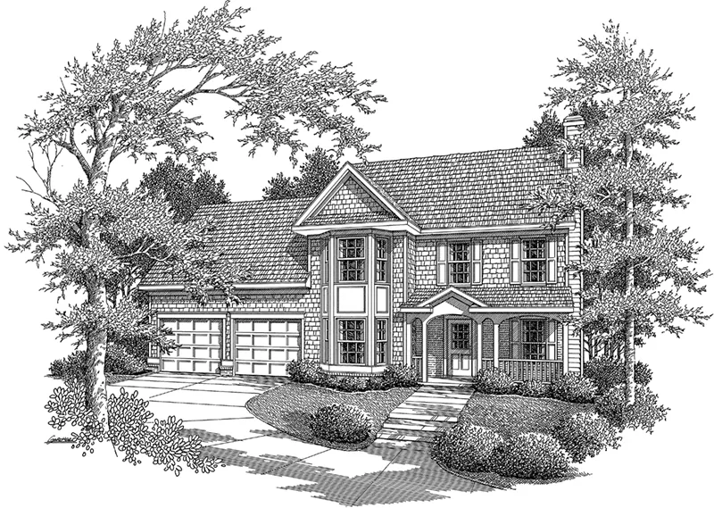 Traditional House Plan Front of Home - Rupert Point Country Home 052D-0109 - Shop House Plans and More
