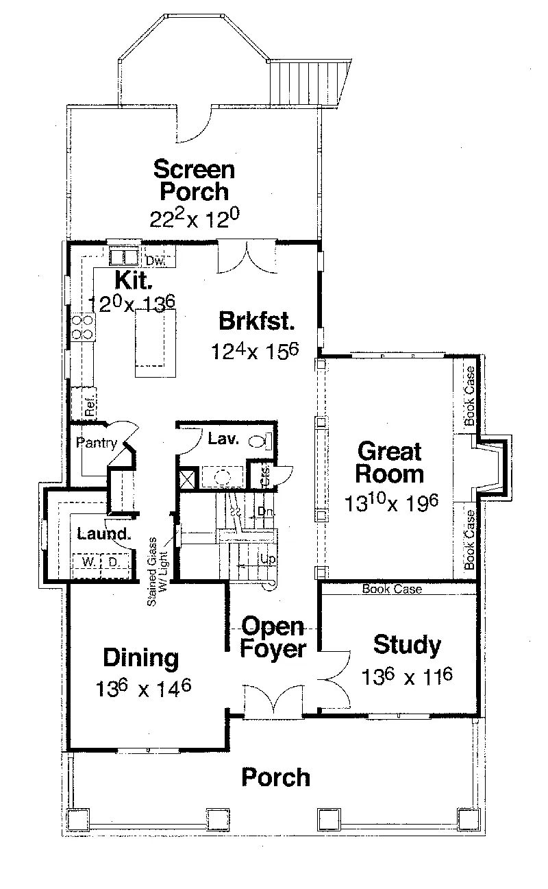 Shingle House Plan First Floor - Kyle Falls Country Home 052D-0113 - Shop House Plans and More