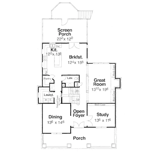 Country House Plan First Floor - Kyle Falls Country Home 052D-0113 - Shop House Plans and More