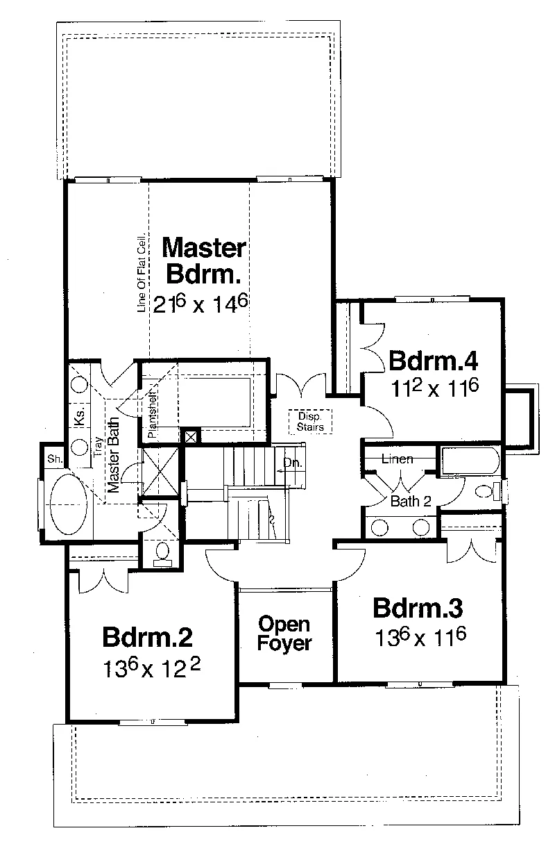 Shingle House Plan Second Floor - Kyle Falls Country Home 052D-0113 - Shop House Plans and More