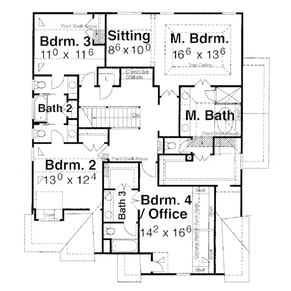 Craftsman House Plan Second Floor - Stowers Luxury Home 052D-0115 - Shop House Plans and More