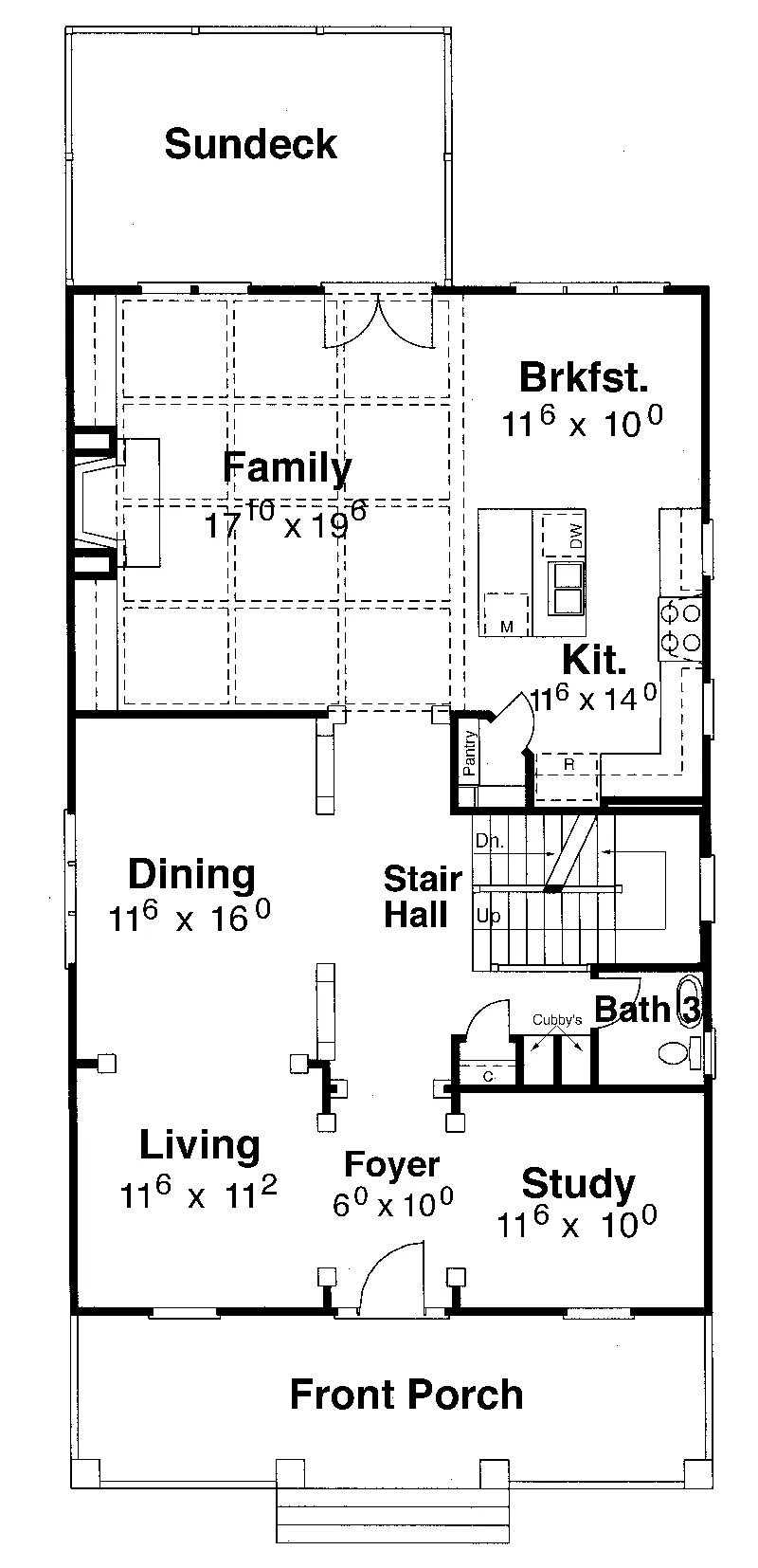 Colonial House Plan First Floor - Thorn Hill Two-Story Home 052D-0116 - Shop House Plans and More