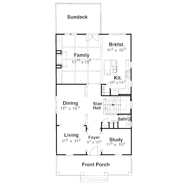 Colonial House Plan First Floor - Thorn Hill Two-Story Home 052D-0116 - Shop House Plans and More