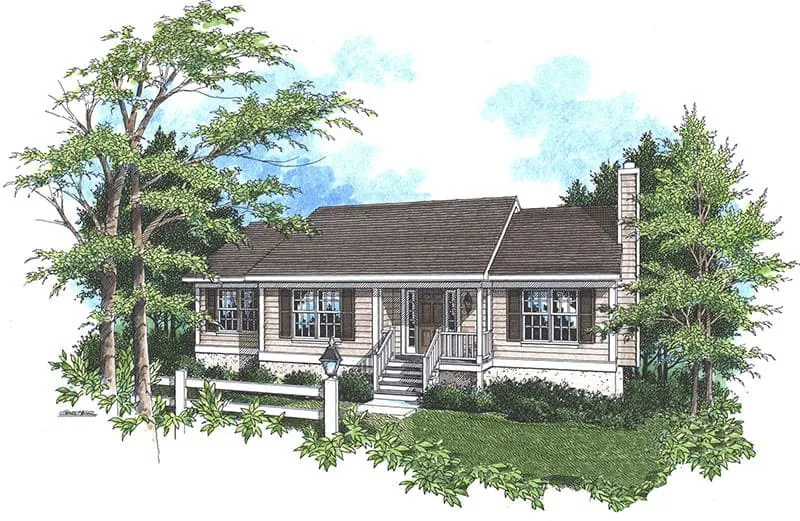 Ranch House Plan Front of Home - Rock Brook Traditional Home 052D-0126 - Shop House Plans and More