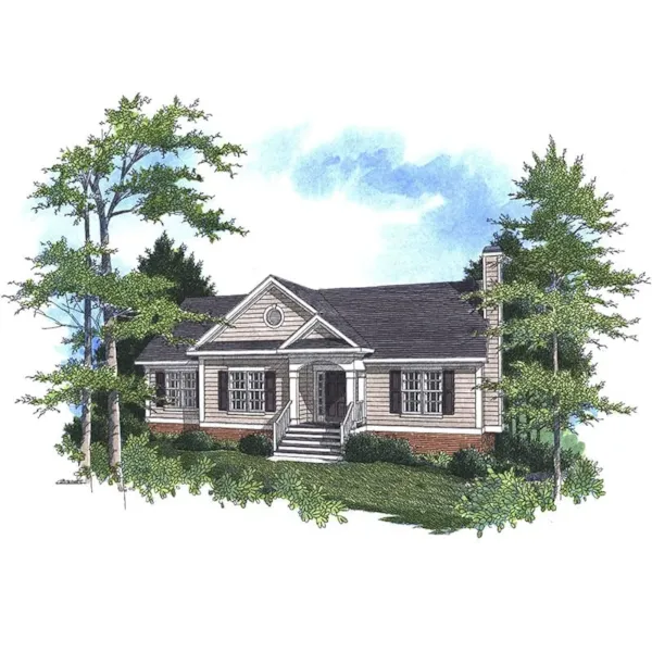 Traditional House Plan Front of Home - Stoney Hollow Ranch Home 052D-0127 - Shop House Plans and More