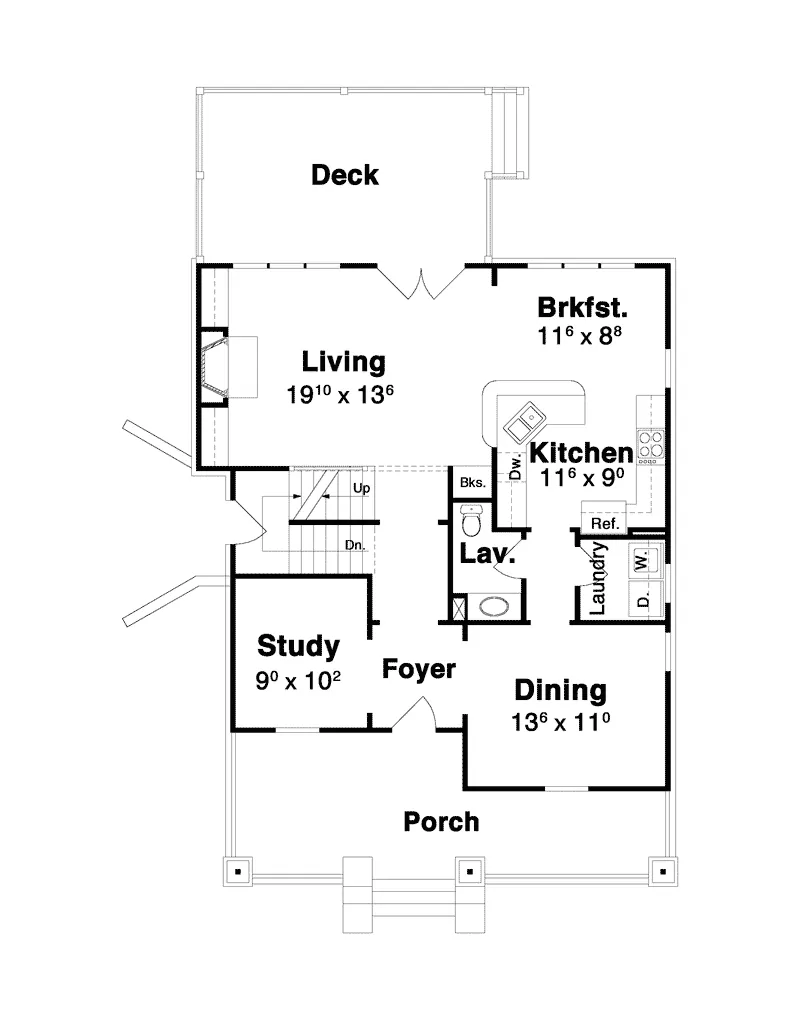 Country House Plan First Floor - Shelley Hill Narrow Lot Home 052D-0137 - Shop House Plans and More