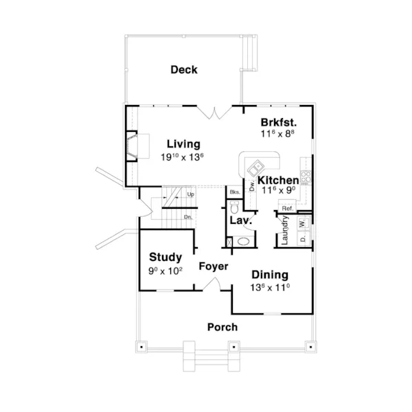 Traditional House Plan First Floor - Shelley Hill Narrow Lot Home 052D-0137 - Shop House Plans and More