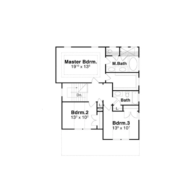 Traditional House Plan Second Floor - Shelley Hill Narrow Lot Home 052D-0137 - Shop House Plans and More