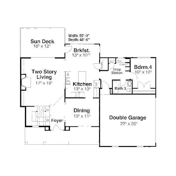 Tudor House Plan First Floor - Tellerson Country Home 052D-0147 - Shop House Plans and More