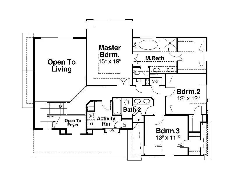 Shingle House Plan Second Floor - Tellerson Country Home 052D-0147 - Shop House Plans and More