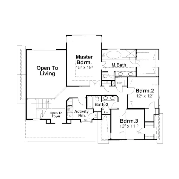 Tudor House Plan Second Floor - Tellerson Country Home 052D-0147 - Shop House Plans and More