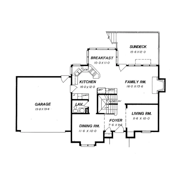 Traditional House Plan First Floor - Lehrn Early American Home 052D-0153 - Shop House Plans and More