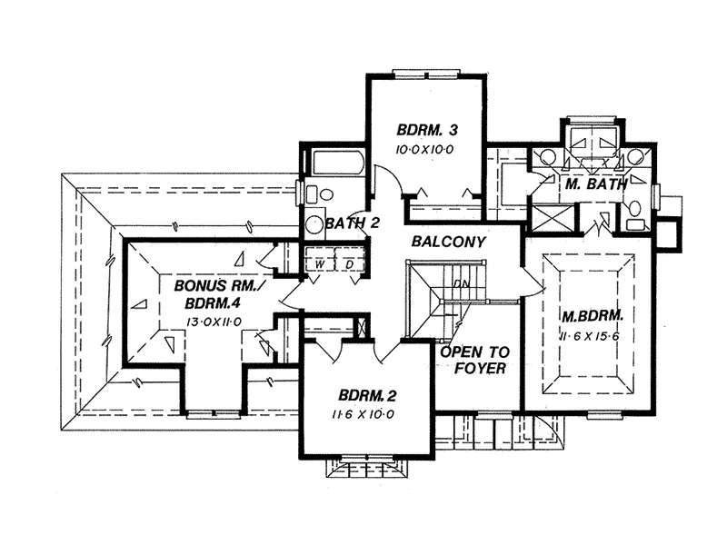 Plantation House Plan Second Floor - Lehrn Early American Home 052D-0153 - Shop House Plans and More