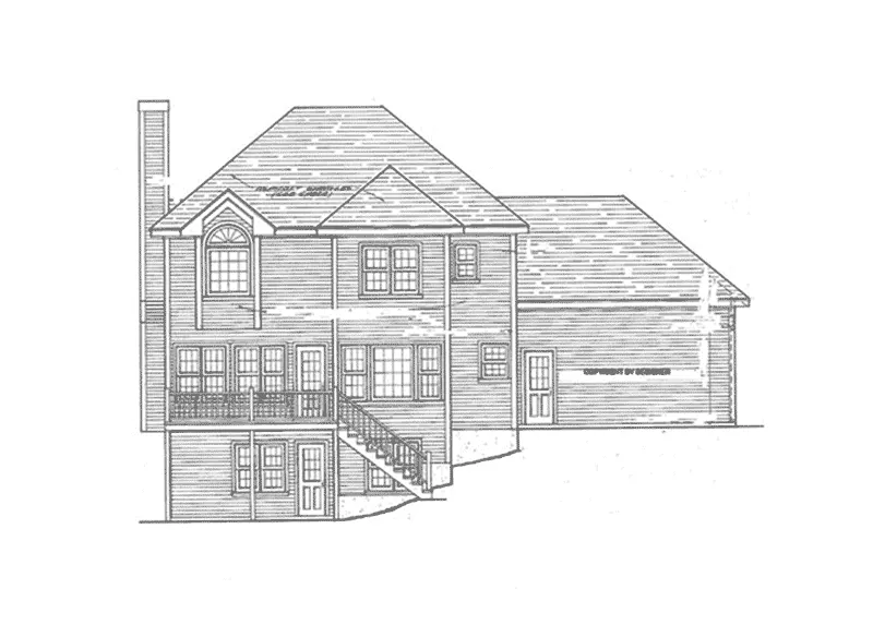 Tudor House Plan Rear Elevation - Lehrn Early American Home 052D-0153 - Shop House Plans and More