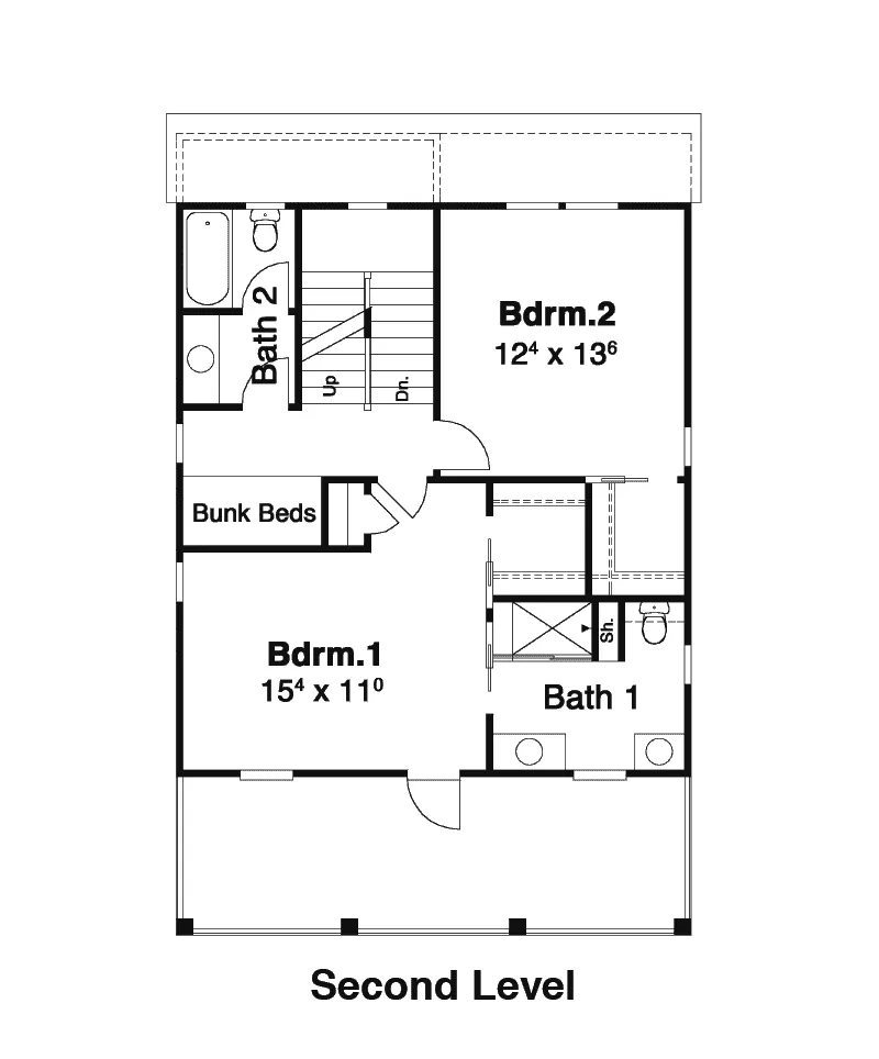 Vacation House Plan Second Floor - Grenatt Lake Waterfront Home 052D-0154 - Search House Plans and More
