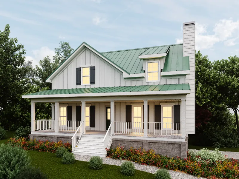 Modern Farmhouse Plan Front of Home - 052D-0157 - Shop House Plans and More