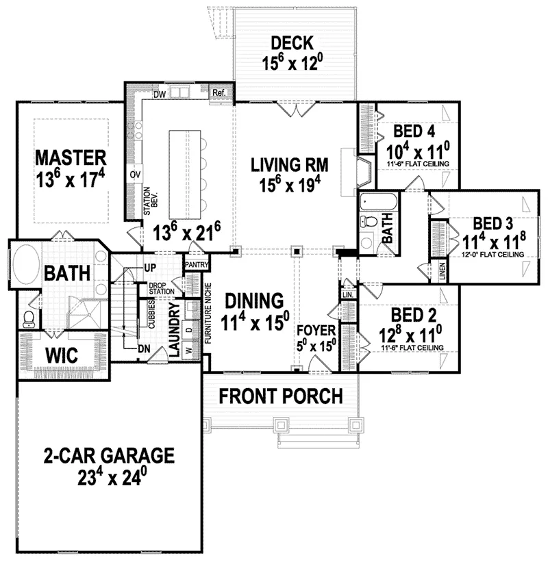 Southern House Plan First Floor - 052D-0160 - Shop House Plans and More