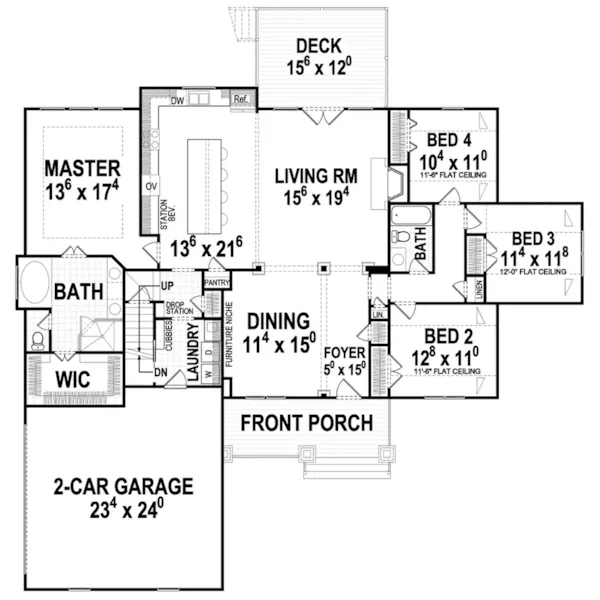 Country House Plan First Floor - Hunters Cliff Craftsman Home 052D-0160 - Shop House Plans and More