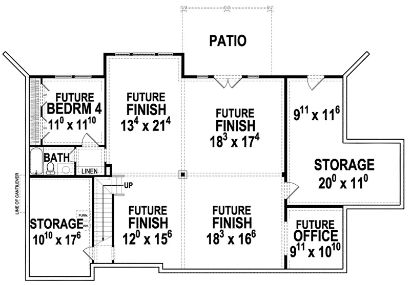 Southern House Plan Lower Level Floor - 052D-0160 - Shop House Plans and More