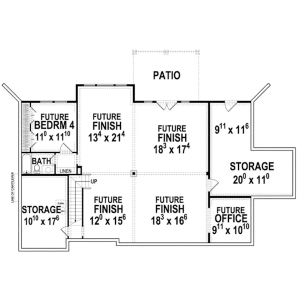 Country House Plan Lower Level Floor - Hunters Cliff Craftsman Home 052D-0160 - Shop House Plans and More