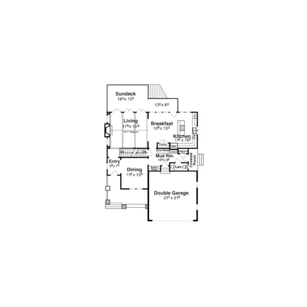 Cabin & Cottage House Plan First Floor - Nevins Craftsman Home 052D-0161 - Shop House Plans and More