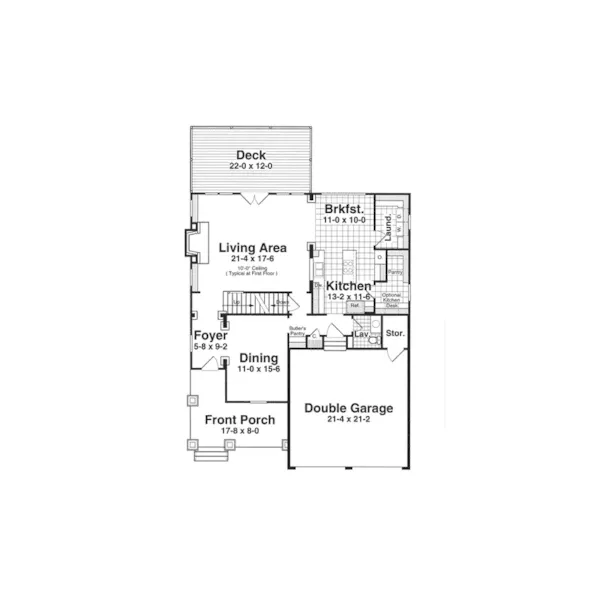 Craftsman House Plan First Floor - Vincent Bay Craftsman Home 052D-0166 - Shop House Plans and More