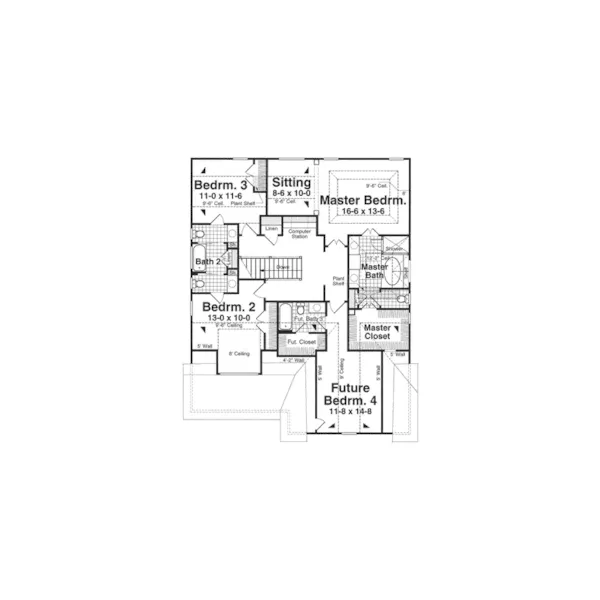 Craftsman House Plan Second Floor - Vincent Bay Craftsman Home 052D-0166 - Shop House Plans and More