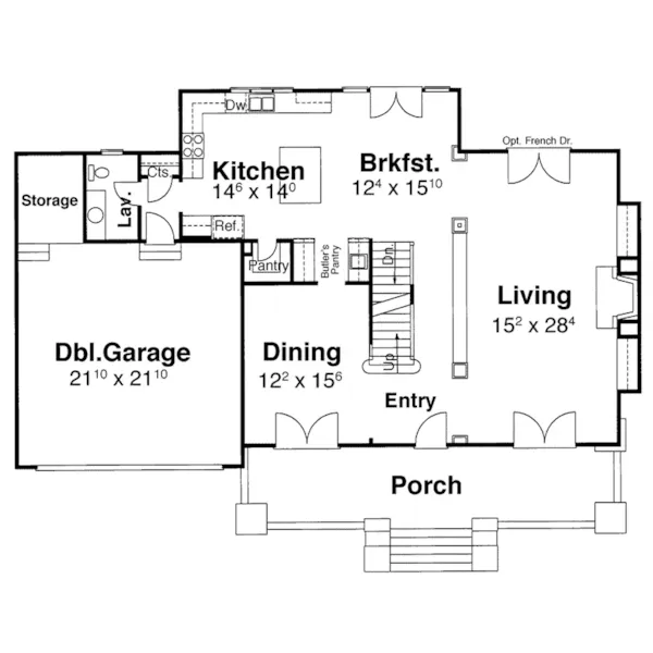 Craftsman House Plan First Floor - Goodman Lane Southern Home 052D-0169 - Shop House Plans and More