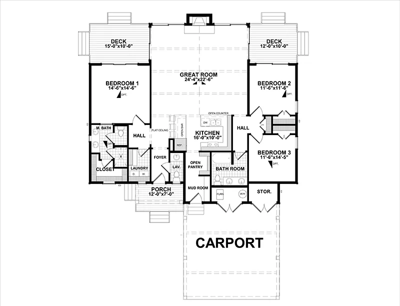 Mountain House Plan First Floor - 052D-0172 | House Plans and More