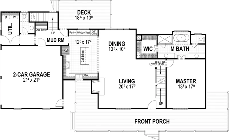 Country House Plan First Floor - 052D-0173 | House Plans and More