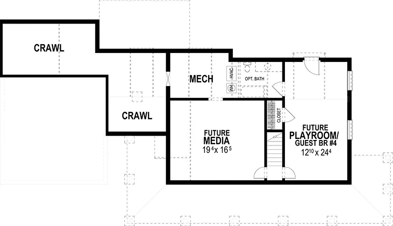 Southern House Plan Lower Level Floor - 052D-0173 | House Plans and More