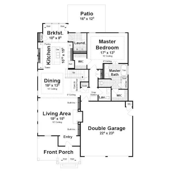 Arts & Crafts House Plan First Floor - 052D-0175 | House Plans and More