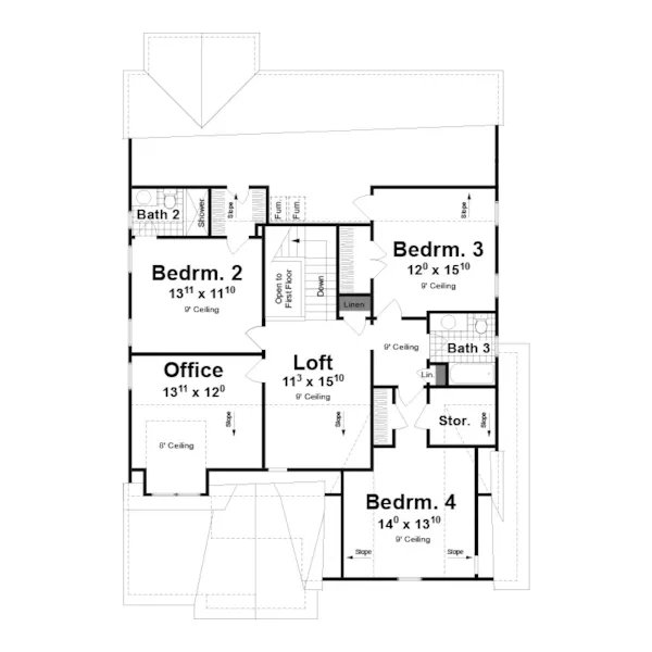 Arts & Crafts House Plan Second Floor - 052D-0175 | House Plans and More