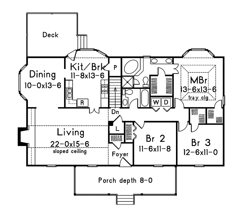 Ranch House Plan First Floor - Bay Ranch Luxury Home 053D-0002 - Search House Plans and More
