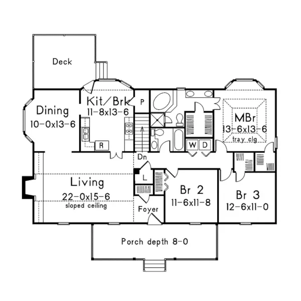 Traditional House Plan First Floor - Bay Ranch Luxury Home 053D-0002 - Search House Plans and More