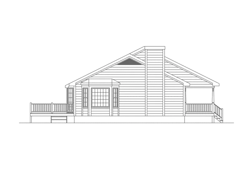 Ranch House Plan Left Elevation - Bay Ranch Luxury Home 053D-0002 - Search House Plans and More