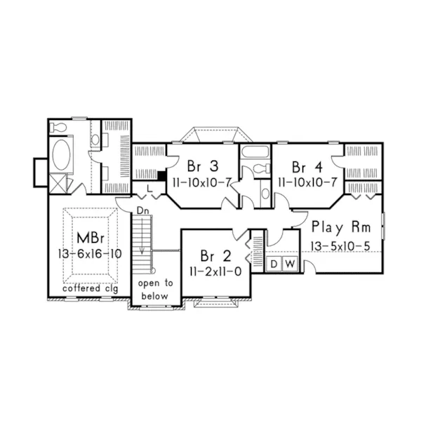 Traditional House Plan Second Floor - Bellefonte Georgian Style Home 053D-0013 - Search House Plans and More