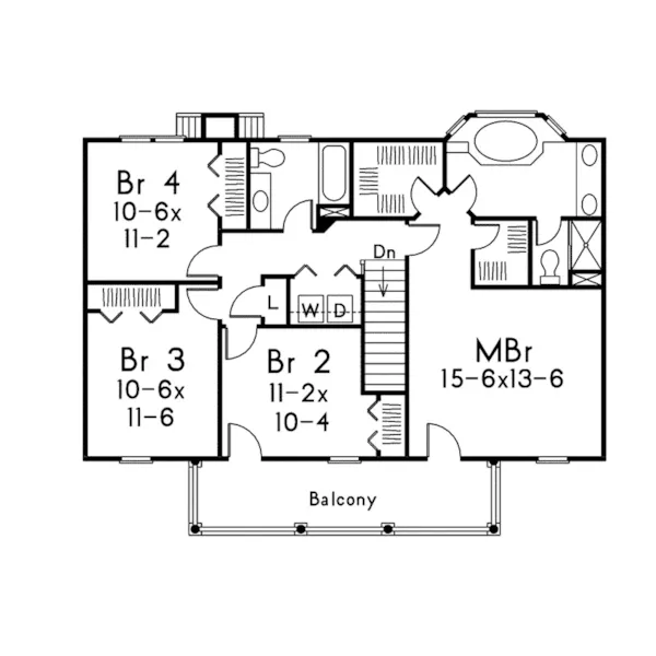 Plantation House Plan Second Floor - Newhall Point Colonial Home 053D-0016 - Shop House Plans and More