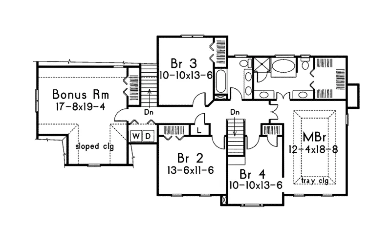 Georgian House Plan Second Floor - Westbriar Traditional Home 053D-0020 - Shop House Plans and More