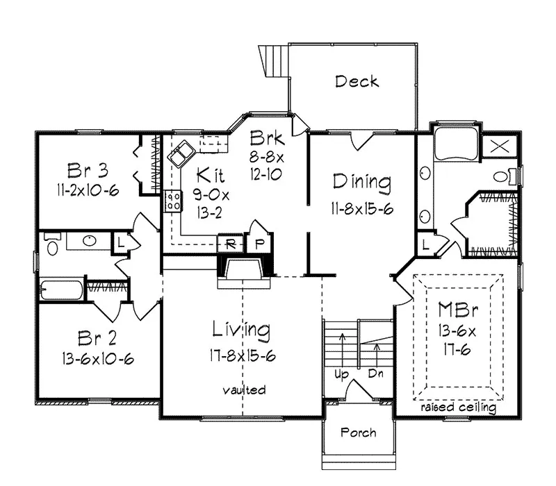 Traditional House Plan First Floor - Ruthland Split-Level Home 053D-0055 - Shop House Plans and More