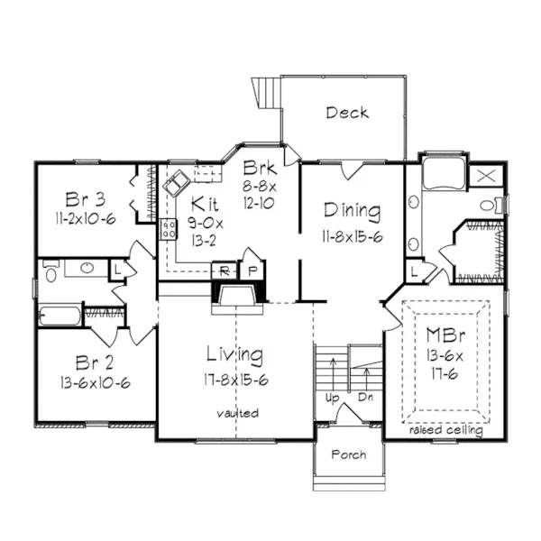 Traditional House Plan First Floor - Ruthland Split-Level Home 053D-0055 - Shop House Plans and More