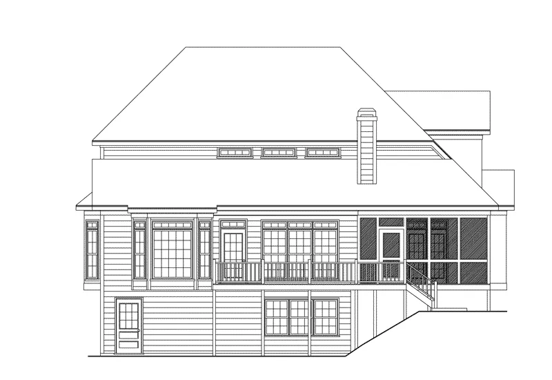 Traditional House Plan Rear Elevation - Shadycrest European Home 053D-0059 - Shop House Plans and More