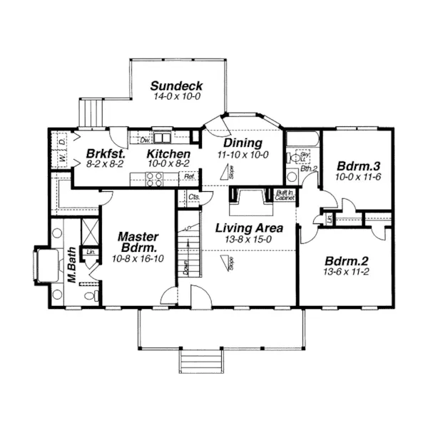 Acadian House Plan First Floor - Fairfield Country Home 053D-0061 - Search House Plans and More