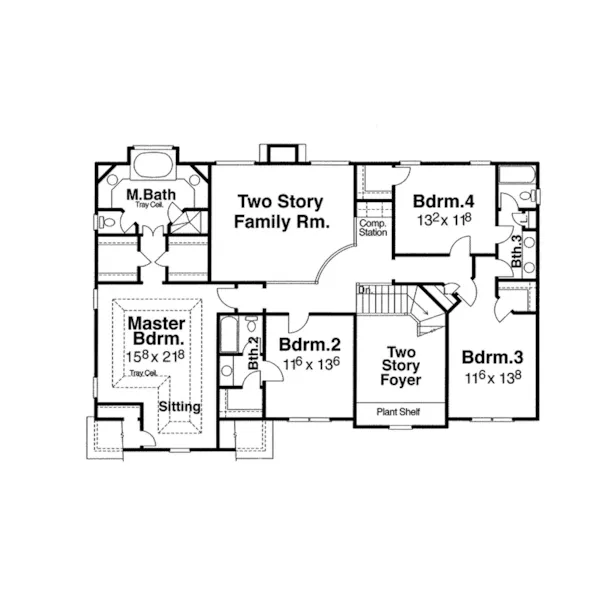 Craftsman House Plan Second Floor - Pearlington Traditional Home 053D-0063 - Shop House Plans and More