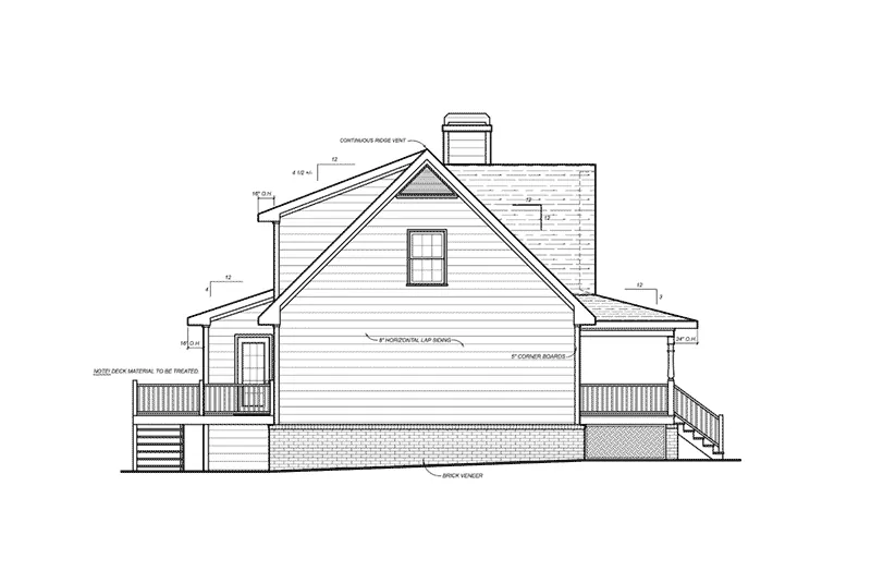 Cabin & Cottage House Plan Left Elevation - 053D-0065 - Shop House Plans and More