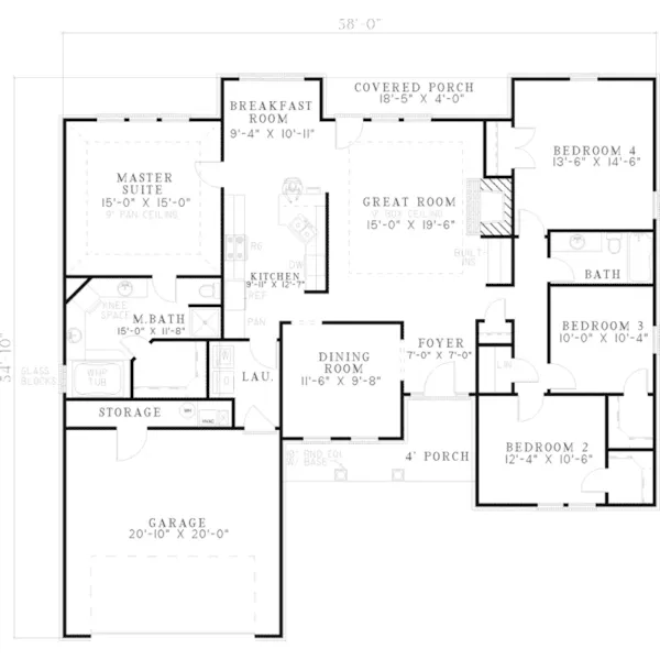 Neoclassical House Plan First Floor - Fox Briar Ranch Home 055D-0004 - Search House Plans and More