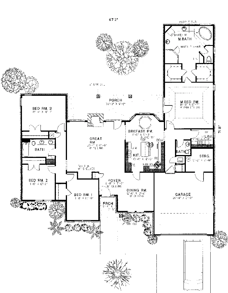 Traditional House Plan First Floor - Barnabus One-Story Home 055D-0006 - Search House Plans and More