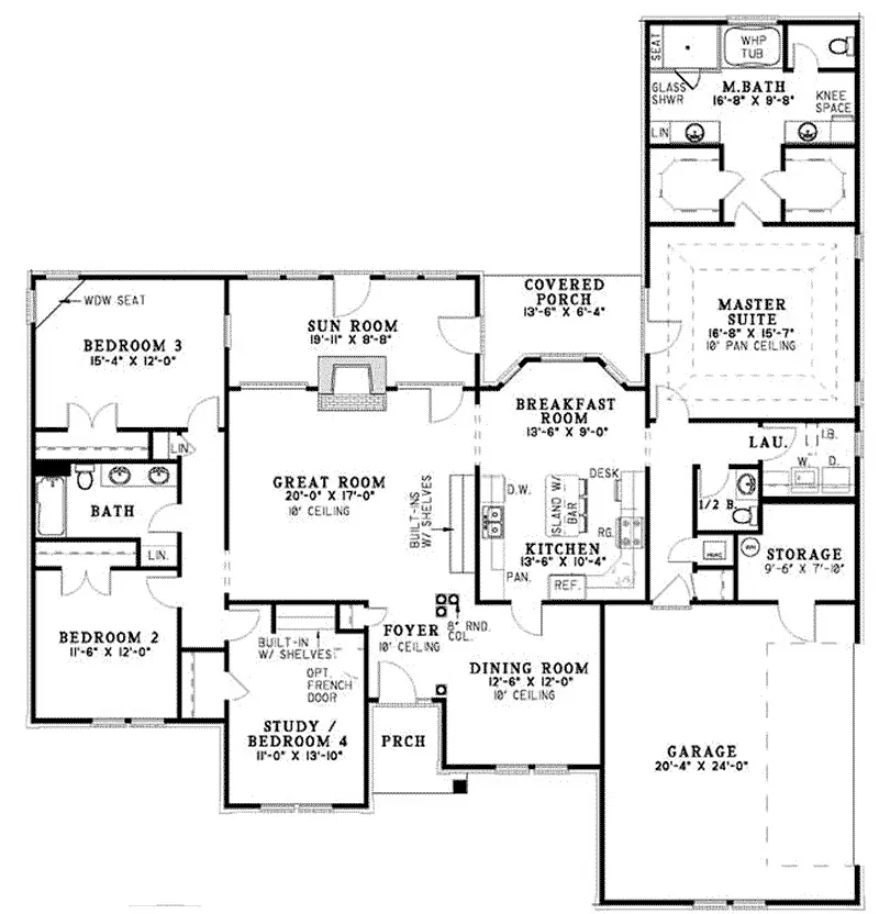 Ranch House Plan First Floor - Citrine Traditional Ranch Home 055D-0008 - Search House Plans and More