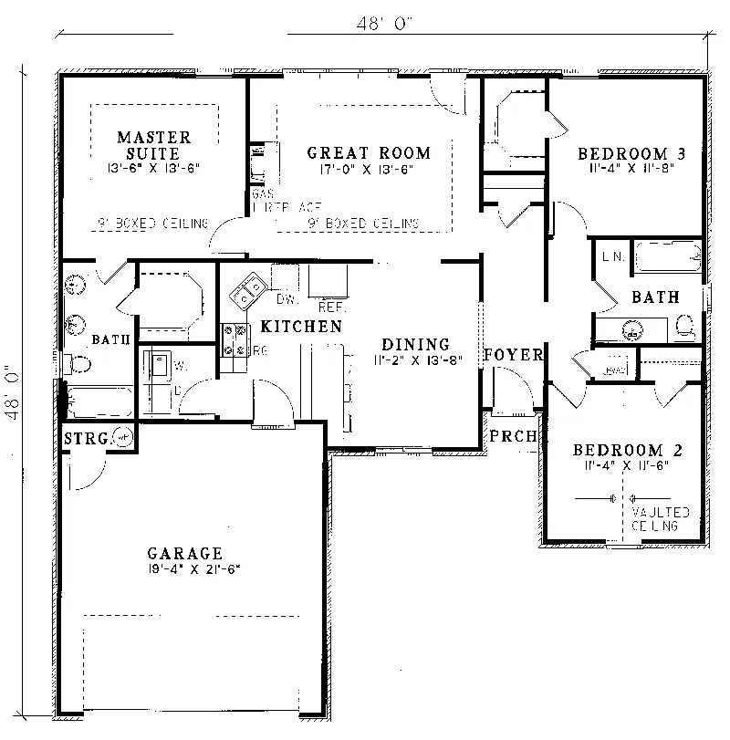 Ranch House Plan First Floor - Oakmont Farm Ranch Home 055D-0012 - Shop House Plans and More